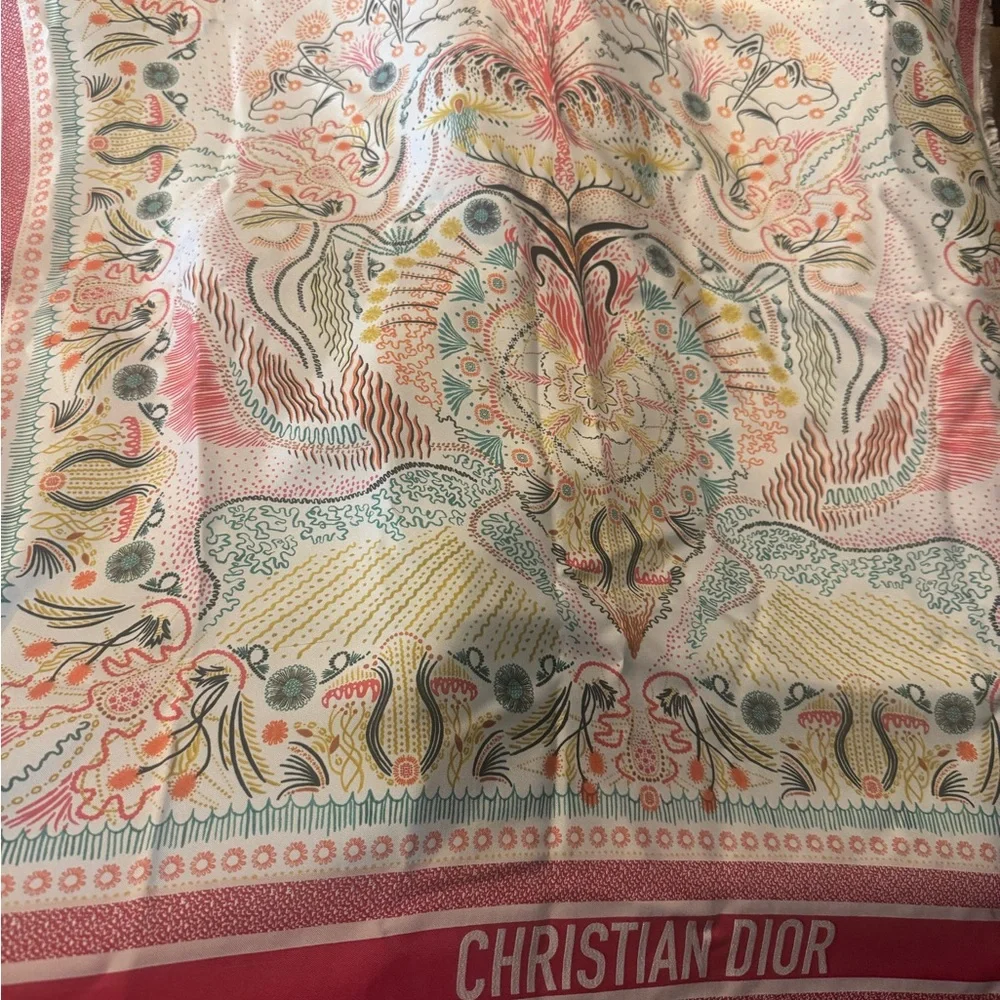 Dior Multicolor Scarf with Red Accents